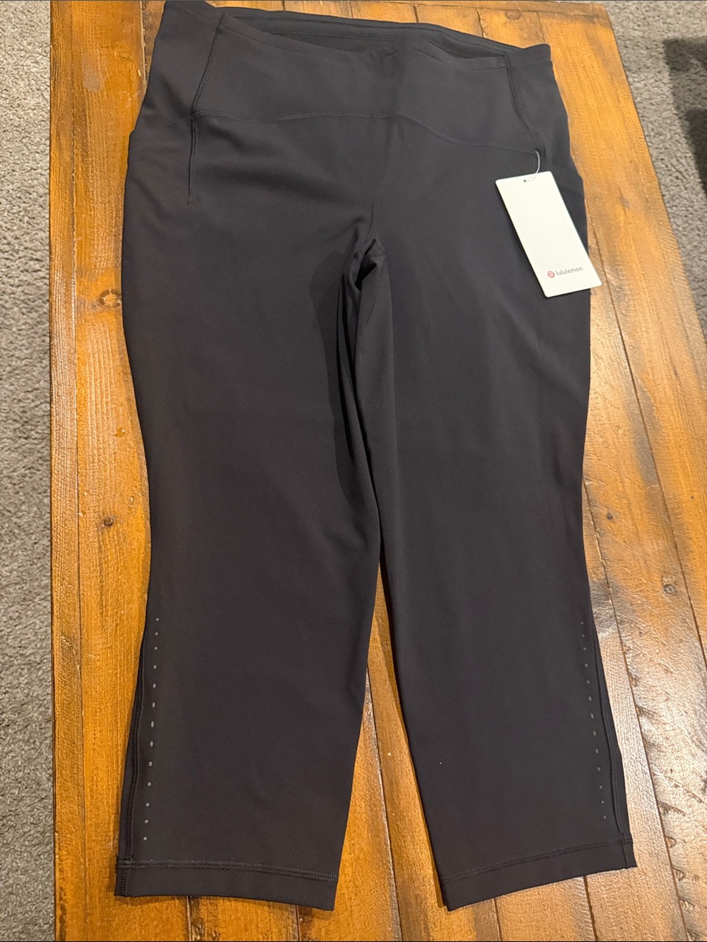lululemon athletica Black Cropped Leggings with Perforated Ankles